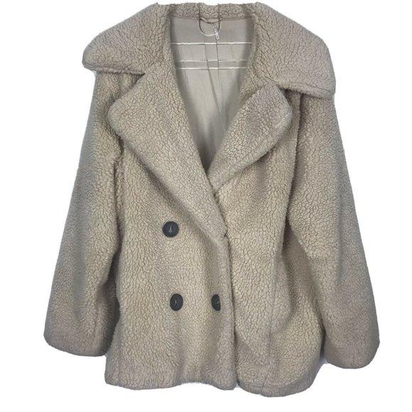 Free People Sherpa Coat Jacket Large Deep Pile